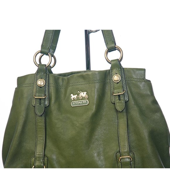 Coach Handbags - Certified Coach Purse Large Olive Green Bag Double Handles Shoulder Tote